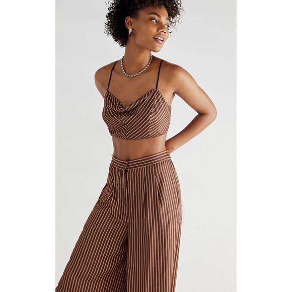 Free People Adele Striped Wide Leg Satin Pants - Picture 9 of 10